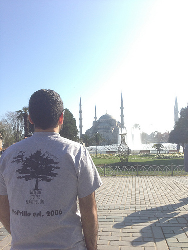 In front of the Blue Mosque aka Sultan Ahmet Mosque