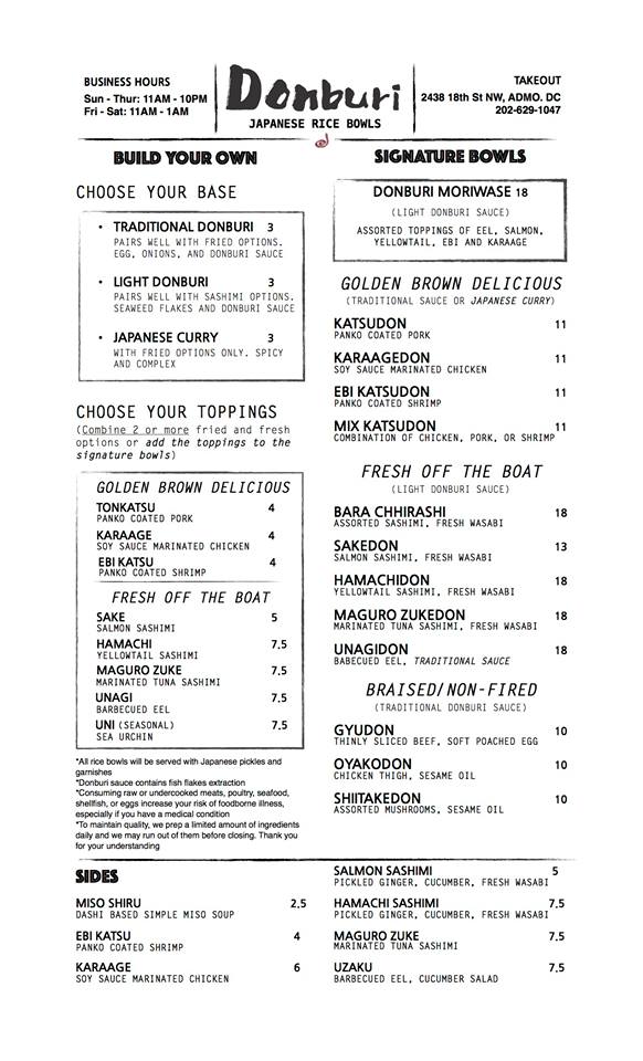 donburi menu